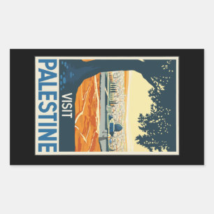 Adesivo Retangular Vintage-Viagem-Poster-Palestina