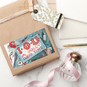 Adesivo Retangular Vintage Vices Party, Jogo Bebendo Fumando