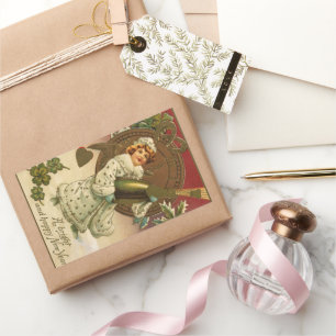 Adesivo Retangular Vintage Victorian Véspera de ano novo Champagne An