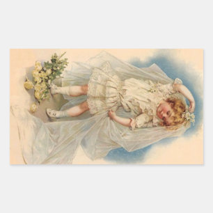 Adesivo Retangular Vintage Vintage Rosas de Noiva Vitoriana