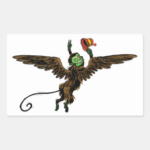 Adesivo Retangular Vintage Wizard of Oz, macaco voador Mau
