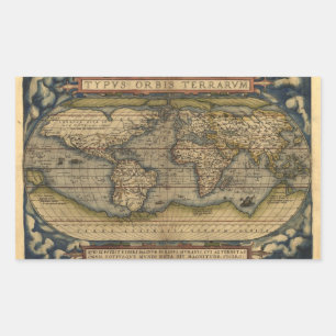 Adesivo Retangular Vintage World Map Atlas Design histórico