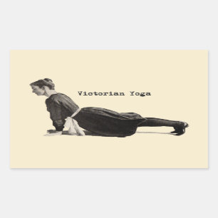Adesivo Retangular Vintage Yoga Woman Up Dog