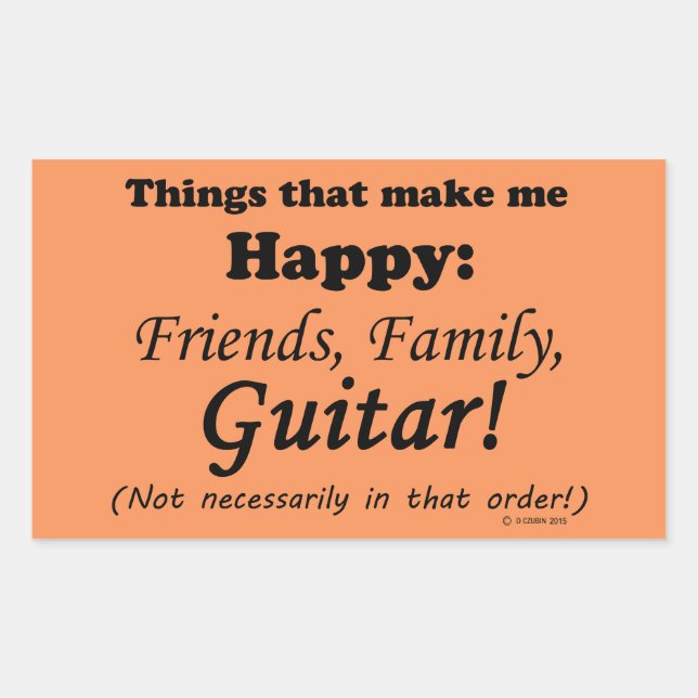 Adesivo Retangular Violão me faz feliz (Frente)