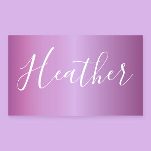 Adesivo Retangular Violeta Roxa e Script Branco Personalizado