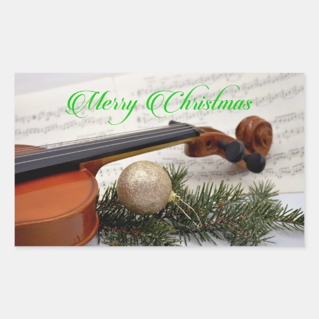 Adesivo Retangular Violin Christmas Music (Frente)