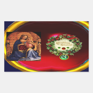 Adesivo Retangular VIRGEM COM a esmeralda do verde do MONOGRAMA dos