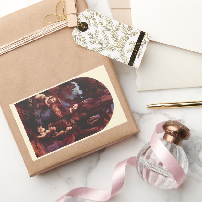 Adesivo Retangular Virgem (Madona) de Leonardo da Vinci das Rochas (Presentear)