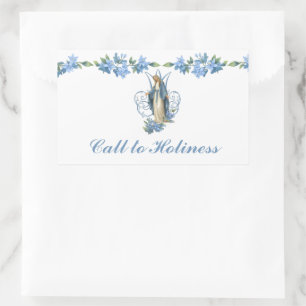Adesivo Retangular Virgem Maria Católica Floral Religiosa Vintage