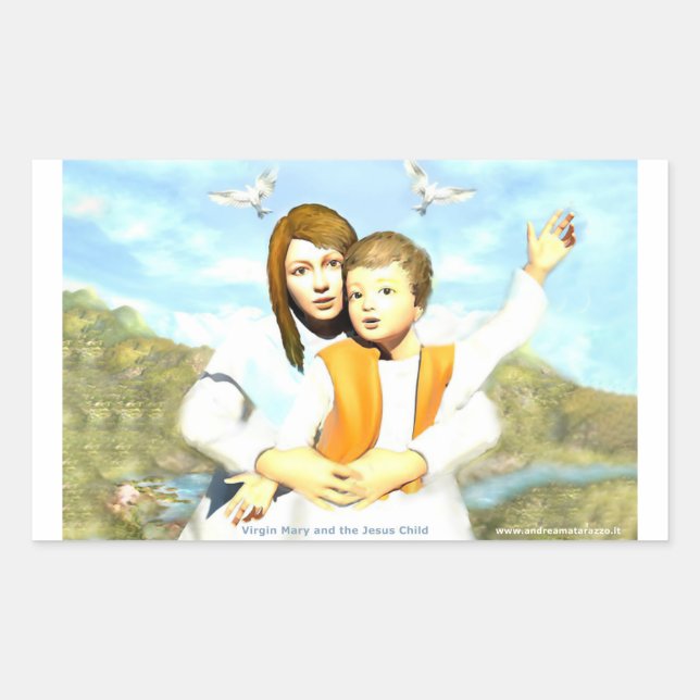 Adesivo Retangular Virgem Maria e o Criança Jesus (Frente)