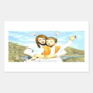 Adesivo Retangular Virgem Maria e o Criança Jesus