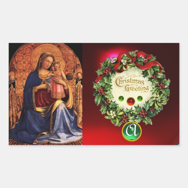 Adesivo Retangular VIRGIN COM SANTOS INFANTIS MONOGRAM Green Emerald (Frente)