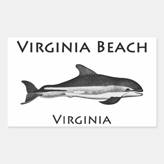 Adesivo Retangular Virginia Beach (logo de golfinho) (Frente)