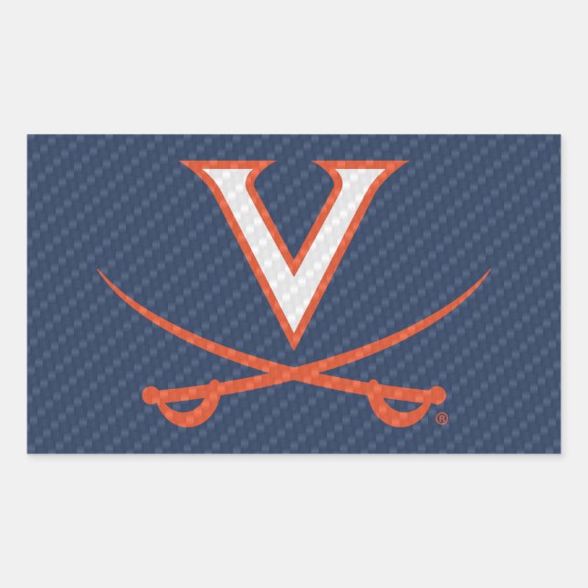 Adesivo Retangular Virginia Cavaliers Fibra de Carbono (Frente)