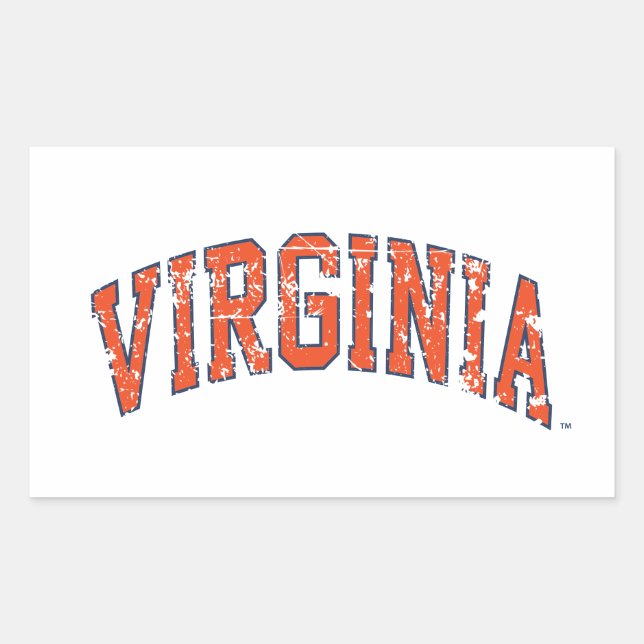 Adesivo Retangular Virginia Wordmark Distress (Frente)