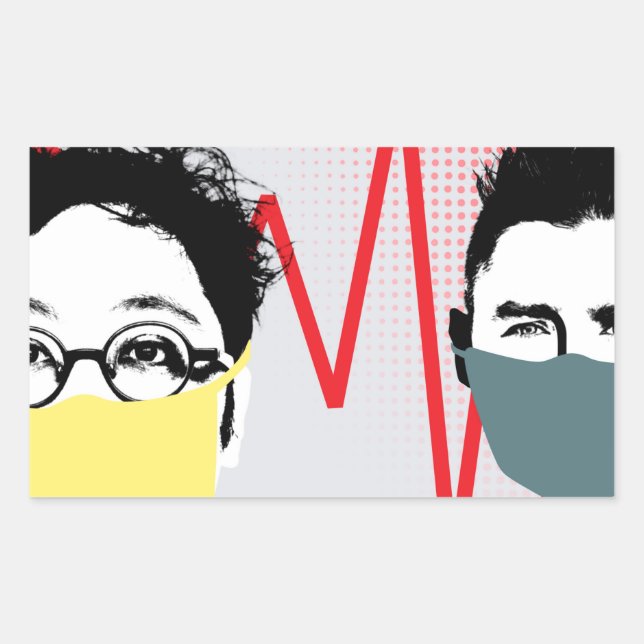 ADESIVO RETANGULAR VÍRUS DA CORONA MÁSCARA DE ROSTO (Frente)