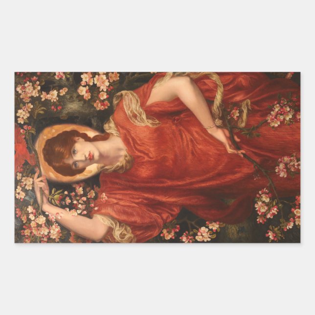 Adesivo Retangular Visão de Fiammetta (por Dante Gabriel Rossetti) (Frente)
