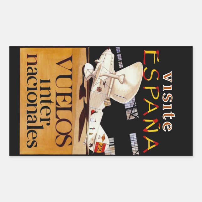 Adesivo Retangular Visite Espana ~ Vuelos Internacionales (Frente)