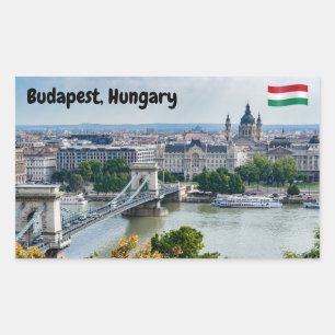 Adesivo Retangular Vista aérea da Cadeia Bridge em Budapeste, Hungria