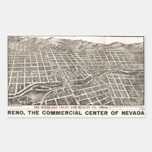 Adesivo Retangular Vista aérea de Reno, Nevada (1907)