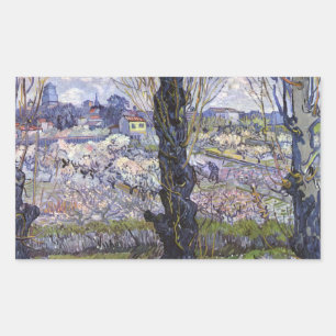 Adesivo Retangular Vista de Arles de Van Gogh Pomares em Flor