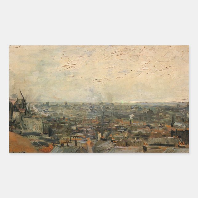 Adesivo Retangular Vista de Paris de Montmartre por Vincent van Gogh (Frente)