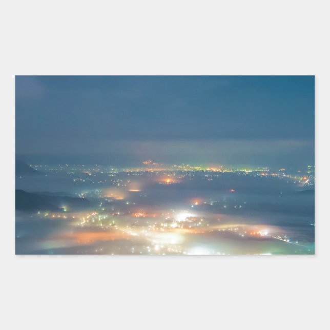 Adesivo Retangular Vista Noturna Aso Night Sea Of Clouts Japan Kumamo (Frente)