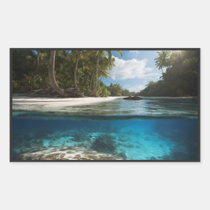 Adesivo retangular Vista Tropical Oceânica