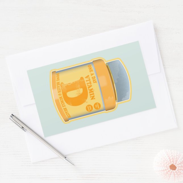 Adesivo Retangular Vitamina D cápsulas saúde e bem-estar (Envelope)