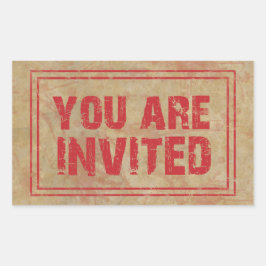 Adesivo Retangular Você É Convidado Carimbo