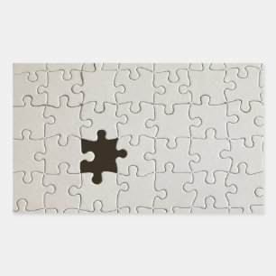 Adesivo Retangular Você Me Completa Jigsaw Romântico Preto e Branco