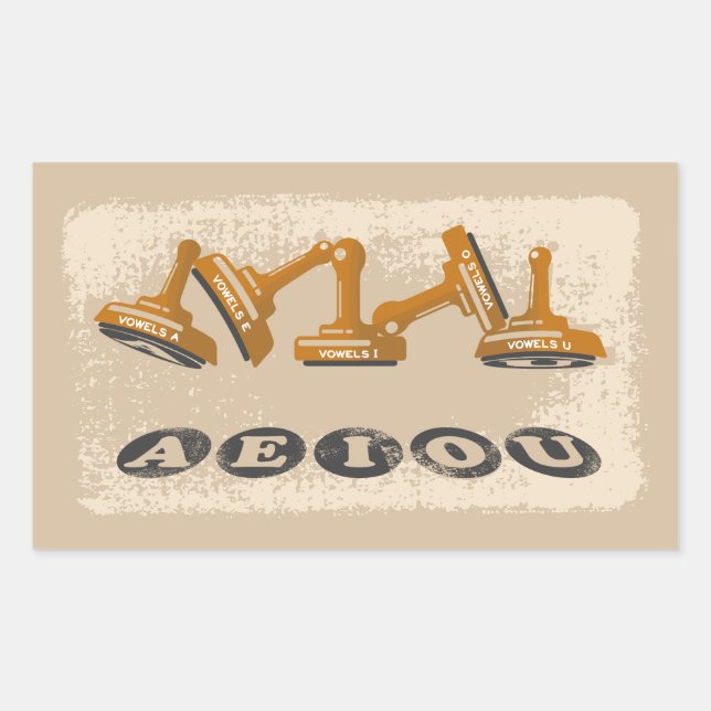 Adesivo Retangular Vogais AEIOU Língua Inglesa Gramática (Frente)