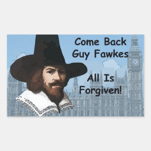 Adesivo Retangular Volta Guy Fawkes que tudo é perdoado