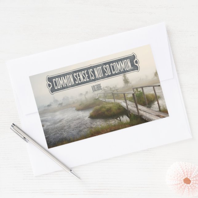 Adesivo Retangular Voltaire Inspirational Cote "bom senso" (Envelope)
