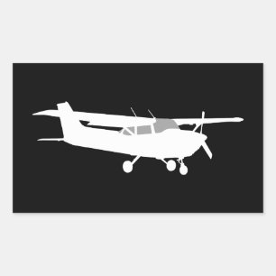 Adesivo Retangular Vôo clássico da silhueta de Cessna dos aviões n