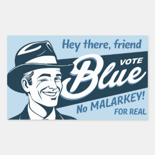 Adesivo Retangular Votação Azul Cara com funny retroativa