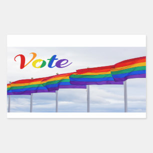 Adesivo Retangular Votação: Rainbow Flags LGBTQ Eleição