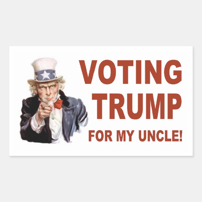 Adesivo Retangular Votando Trump para o meu tio (Frente)
