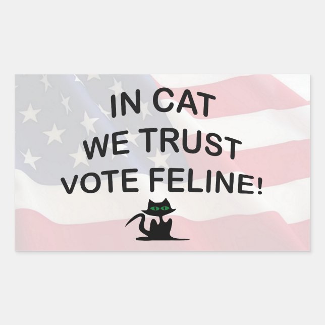 Adesivo Retangular Vote Cat com Bandeira Americana (Frente)
