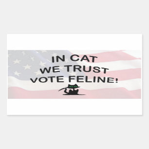 Adesivo Retangular Vote Cat com Bandeira Americana