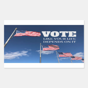 Adesivo Retangular Vote Como Se Sua Vida Dependesse Disso