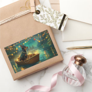 Adesivo Retangular Voz Festiva do Natal em Kelpie australiano