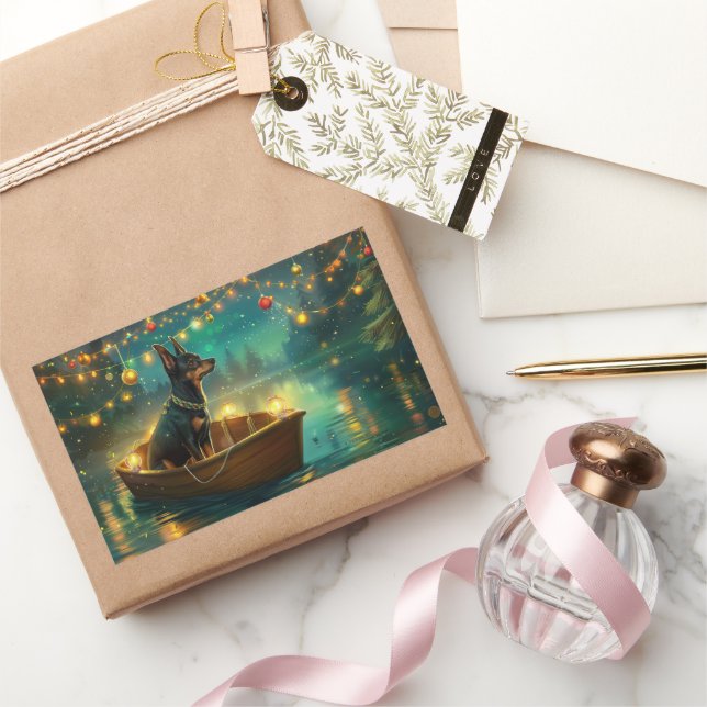 Adesivo Retangular Voz Festiva do Natal em Kelpie australiano (Presentear)