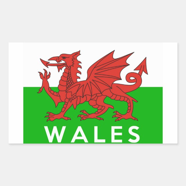 Adesivo Retangular wales — país do reino unido — nome do texto de ban (Frente)