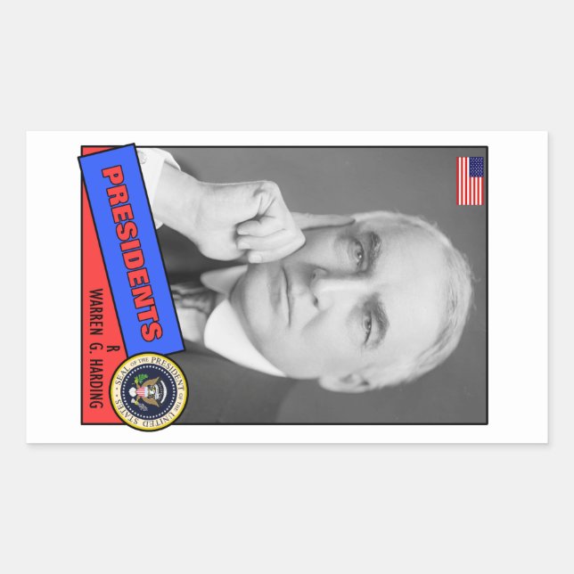 Adesivo Retangular Warren G. Harding Baseball Card (Frente)