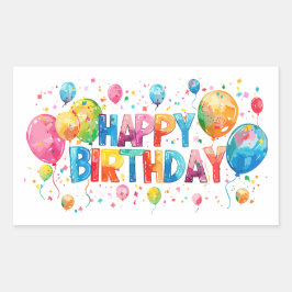 Adesivo Retangular Watercolor Happy Birth