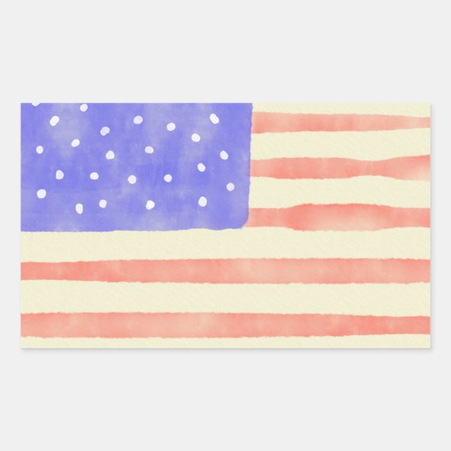Adesivo Retangular Watercolor rustic bandeira americana (Frente)