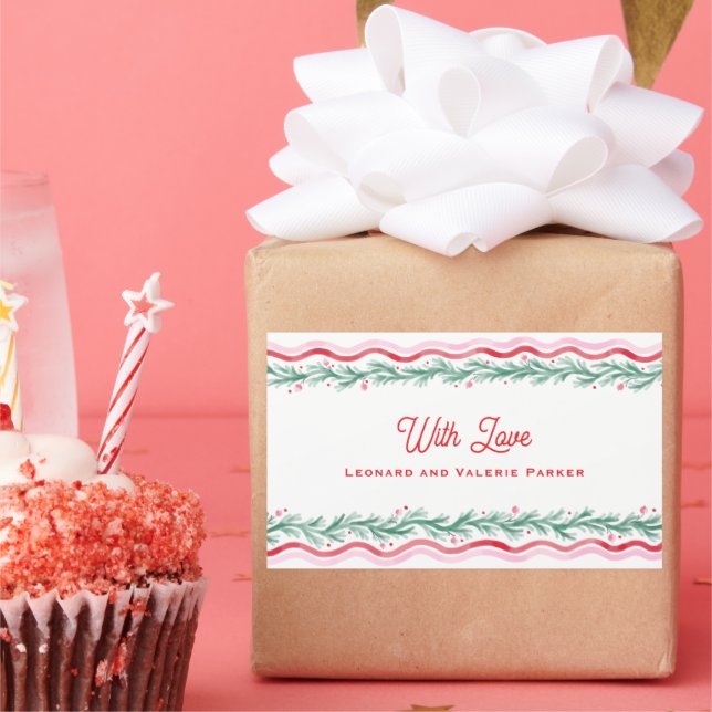 Adesivo Retangular Watercolor Wavy Holiday Garland Frame (Festa)