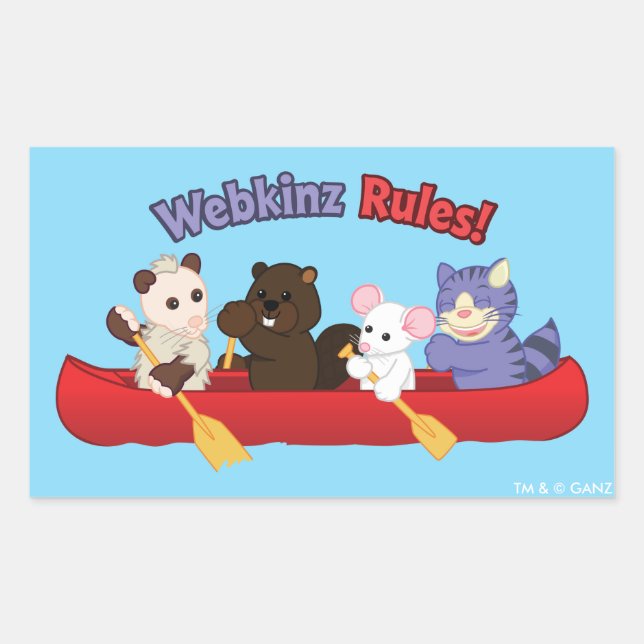 Adesivo Retangular Webkinz | Viagem de Canoagem de Regras Webkinz (Frente)