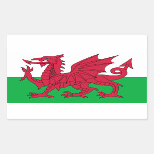 Adesivo Retangular Welsh Flag, Flag, Flag do País de Gales